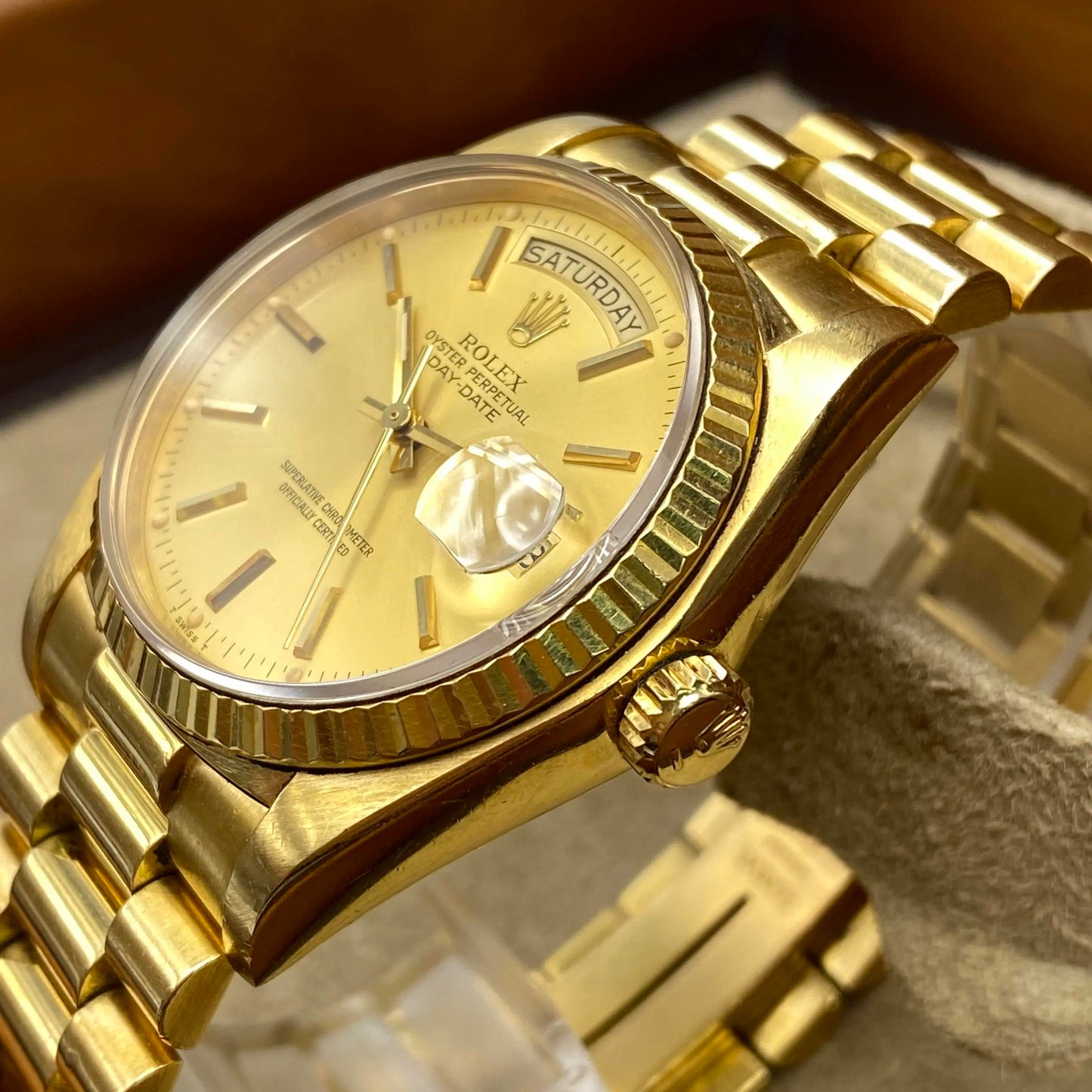 3rd image of Rolex Rolex Day-Date 18038 Wristwatch, PreOwned condition