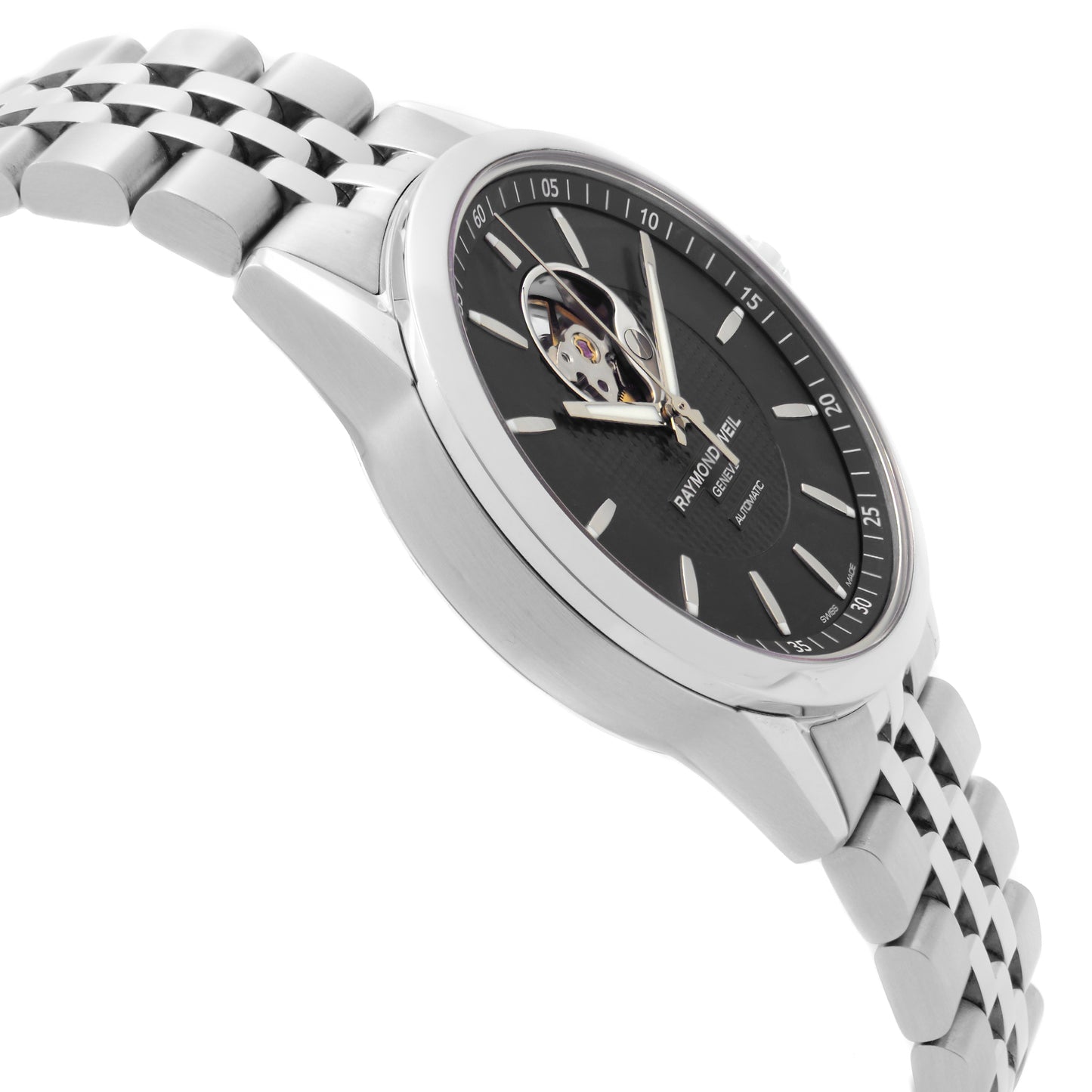 View Of Opposite Crown Facing Side Of RAYMOND WEIL 2710-ST-20021 Stainless Steel Watch New Condition