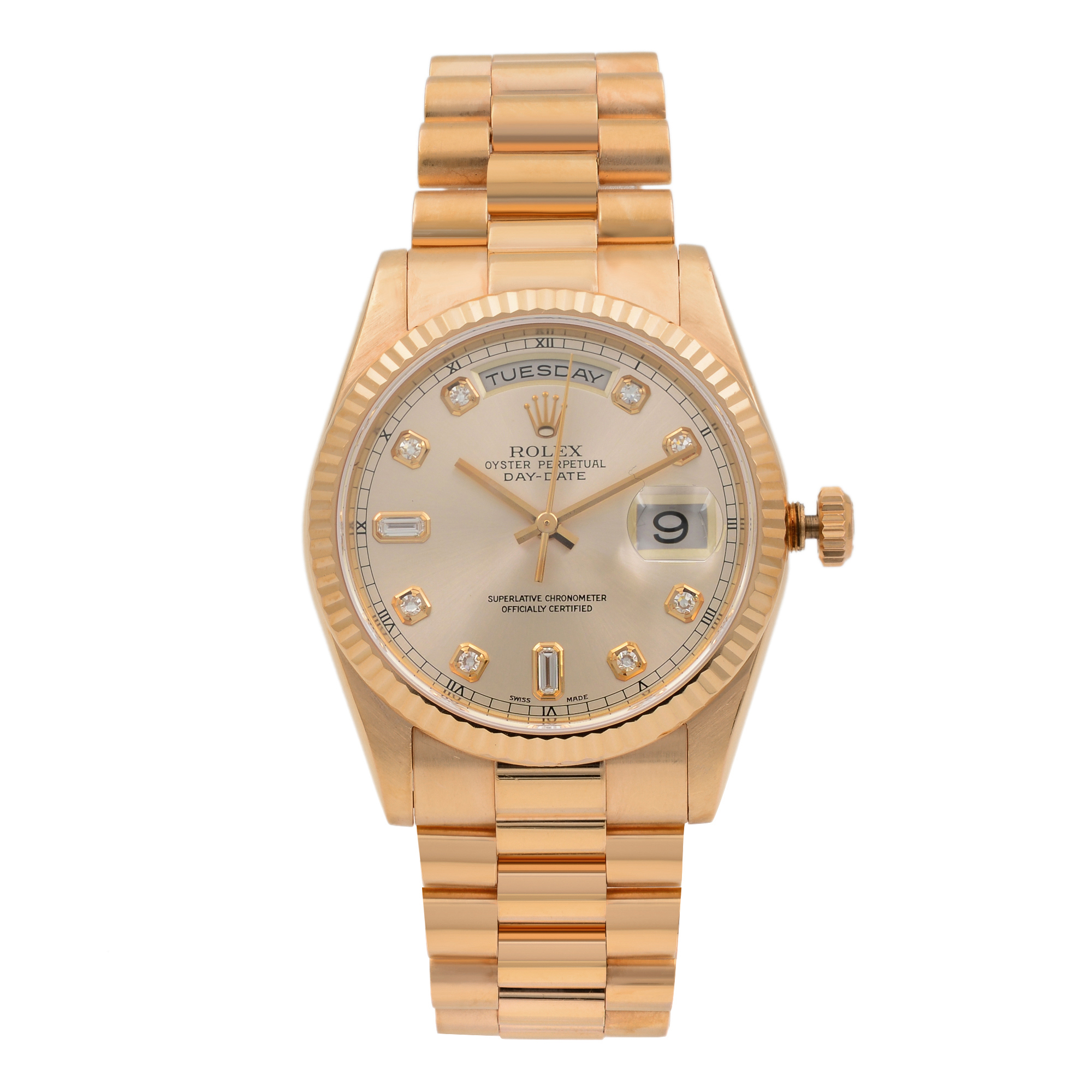 Rolex Day-Date 36mm 118235 18K Rose Gold Diamond Dial Automatic Watch