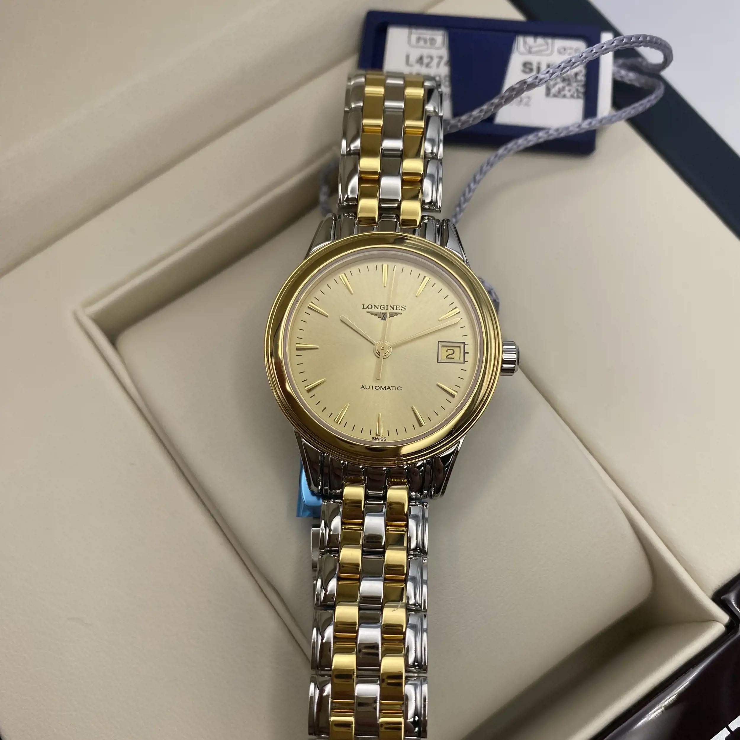 Longines Flagship 26mm Steel Champagne Dial Automatic Ladies Watch