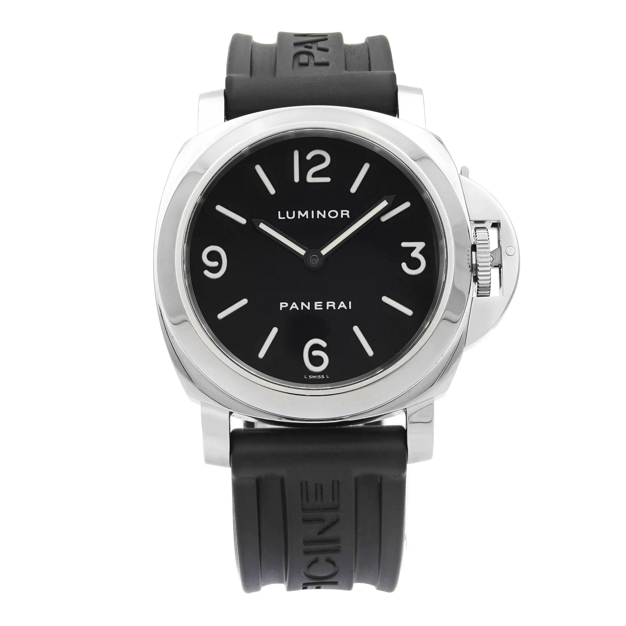 Panerai Luminor 44mm Stainless Steel Black Dial Hand Wind Mens Watch PAM00002