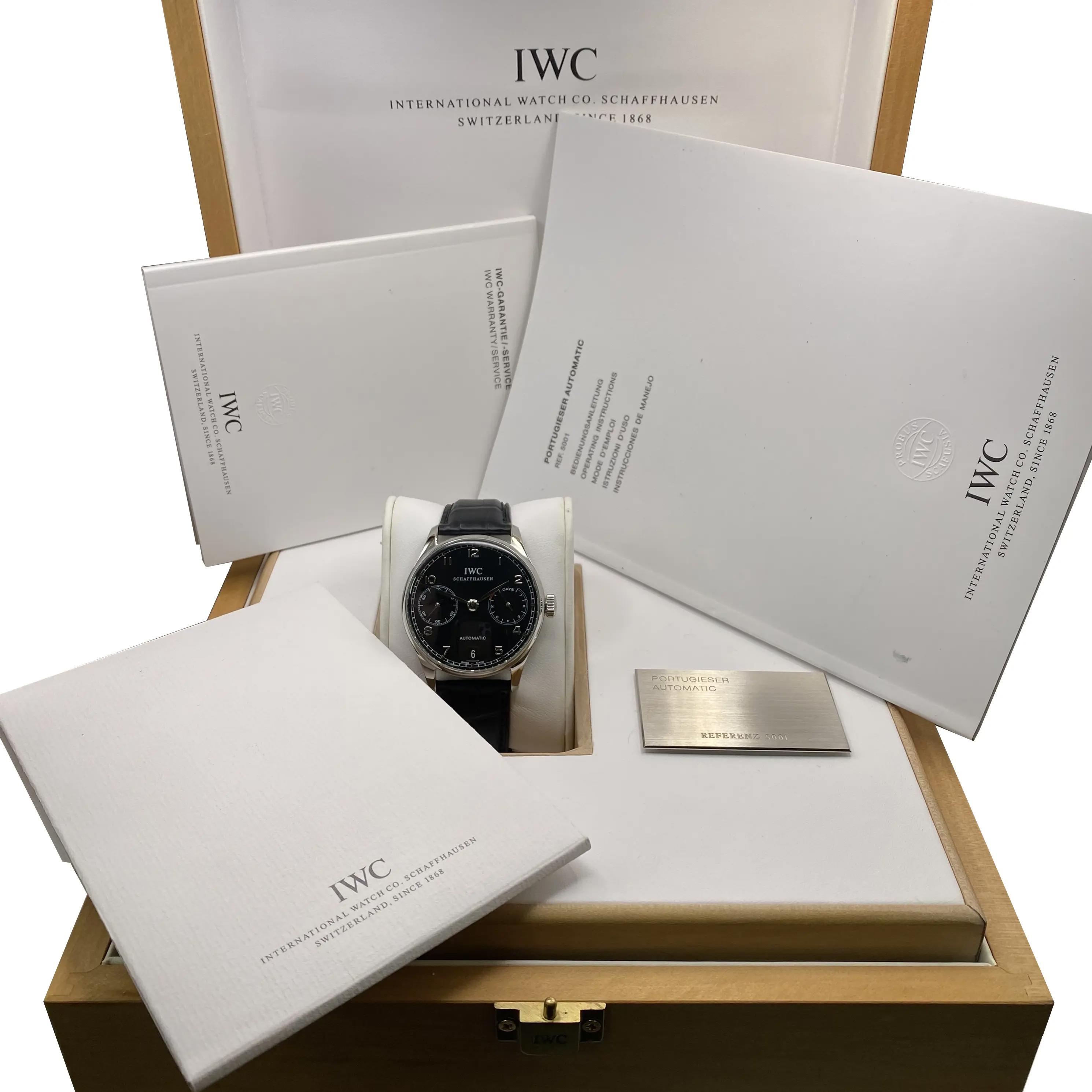 IWC Portuguese 7-Day 42mm Steel Black Dial Automatic Mens Watch IW500109