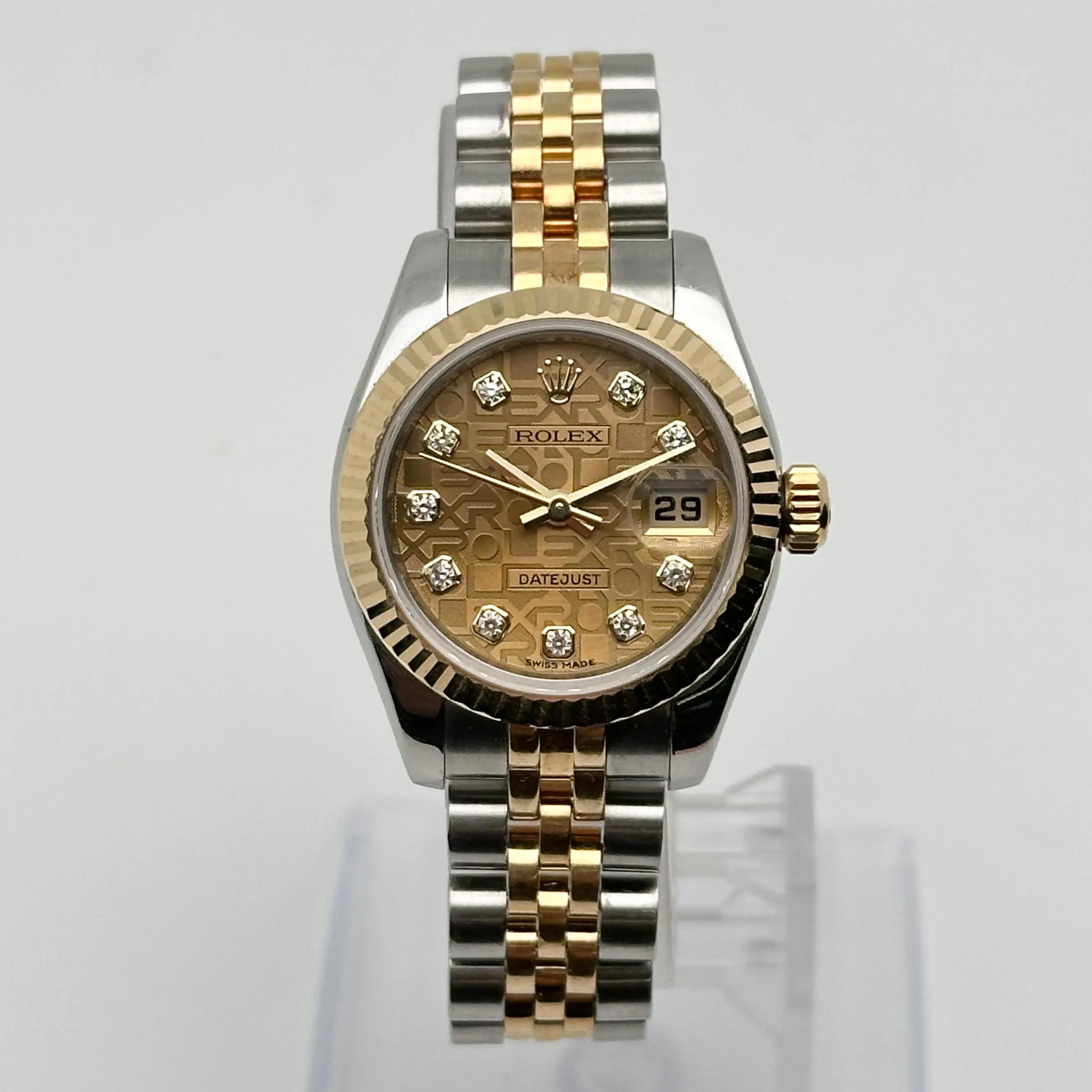 Rolex Lady Datejust 26MM 179173 18K Yellow Gold Steel Diamond Jubilee Dial Watch