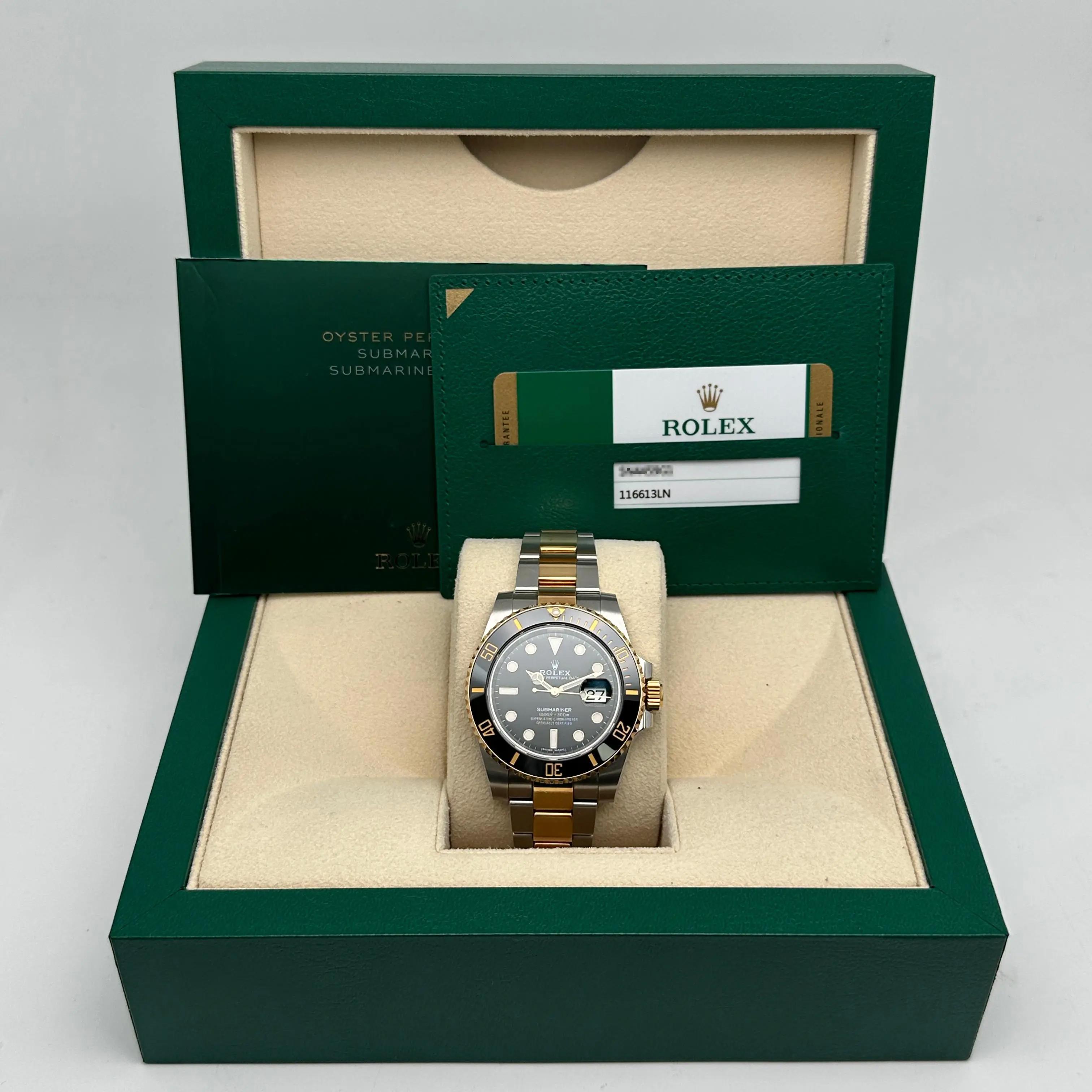 Rolex Submariner 40mm Steel 18K Yellow Gold Black Dial Mens Watch 116613LN