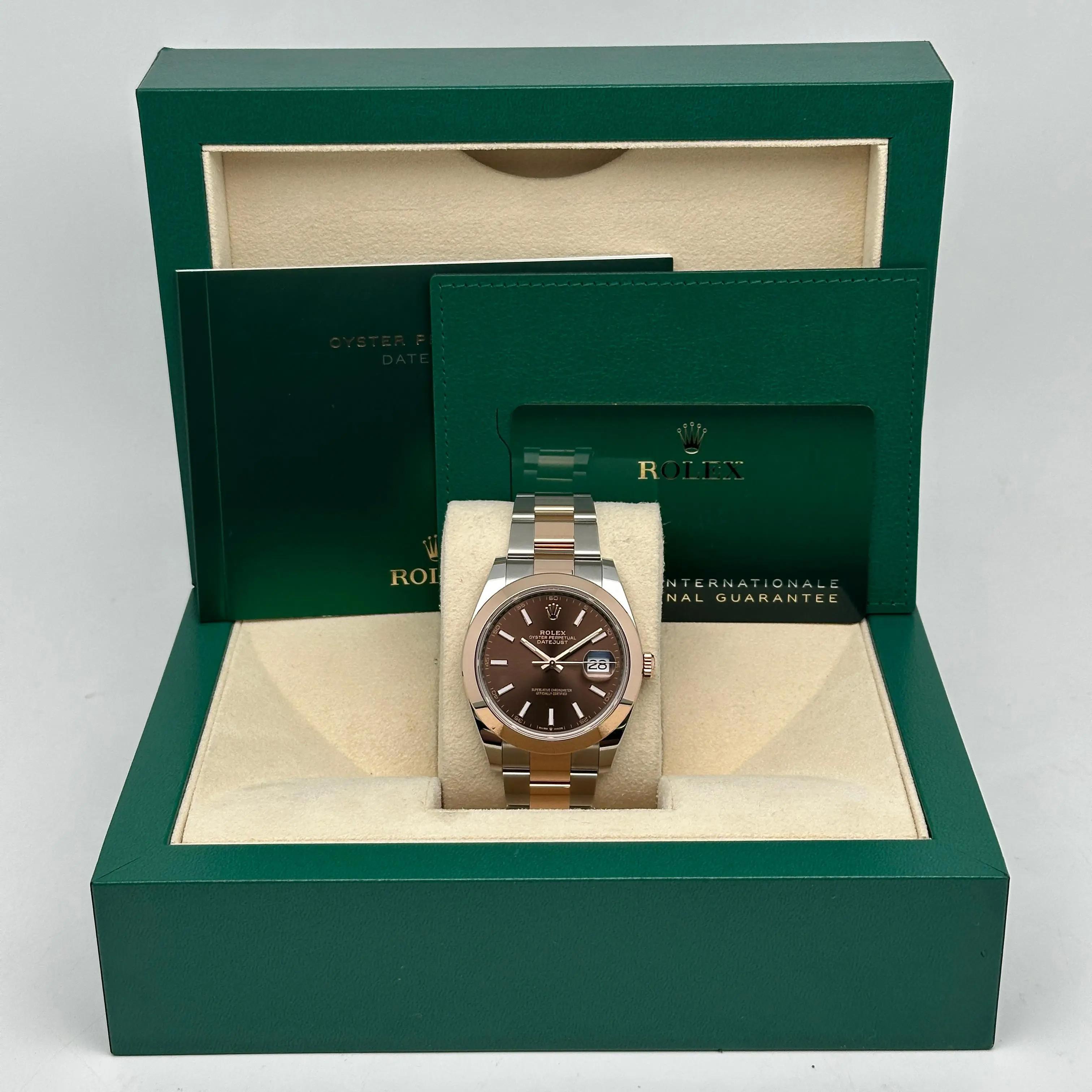 Unworn Rolex Datejust 126301 41 18K Rose Gold Steel Chocolate Dial Watch 2024
