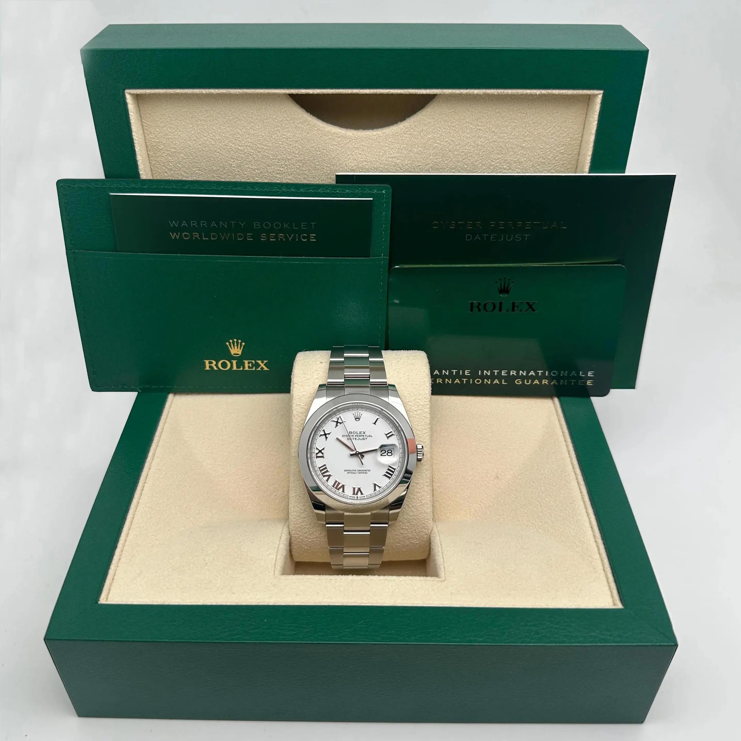 Rolex Datejust 126300 41mm Steel White Roman Dial Automatic Mens Watch B&P