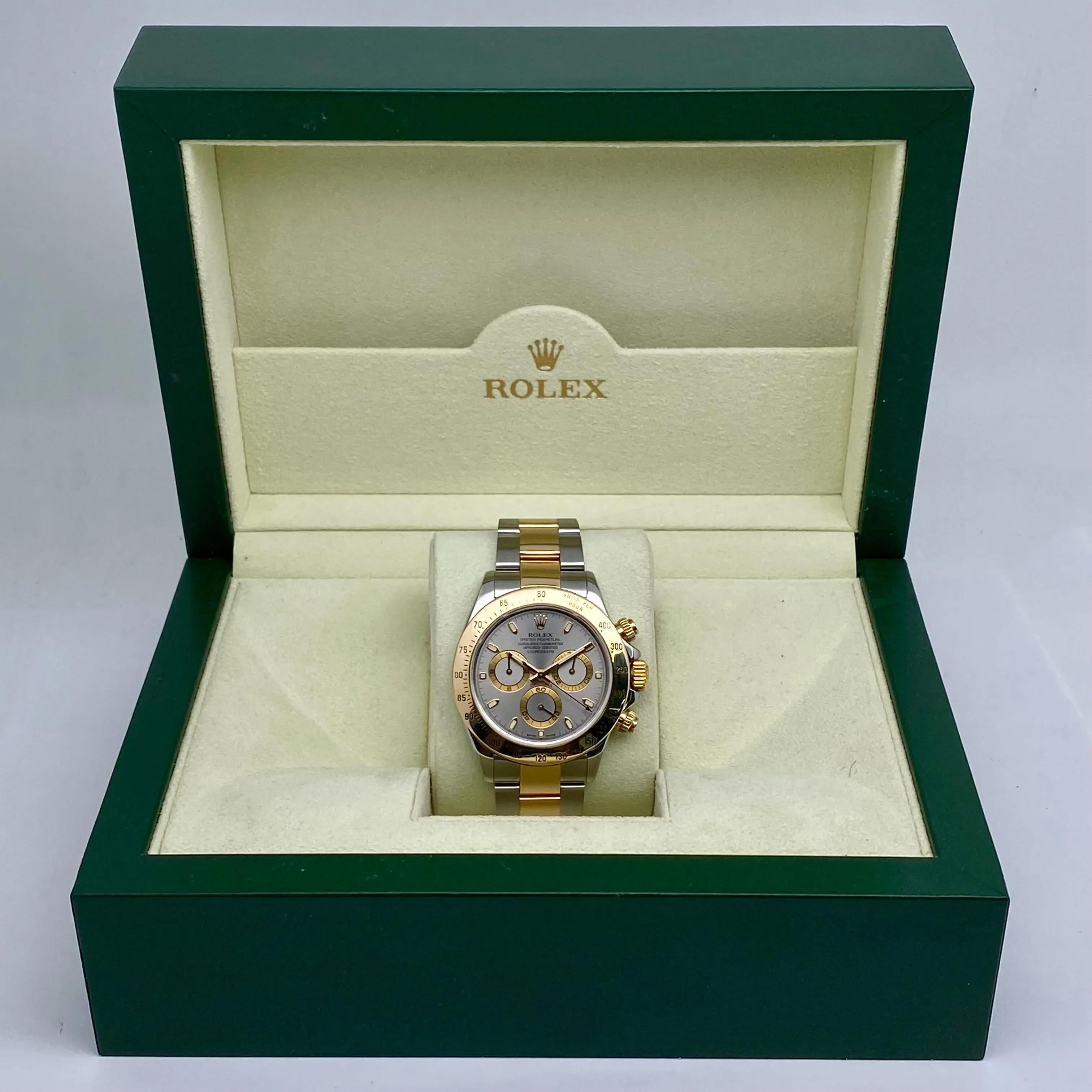 Rolex Daytona 116523 18K Yellow Gold Steel Grey Dial Automatic Mens Watch 
