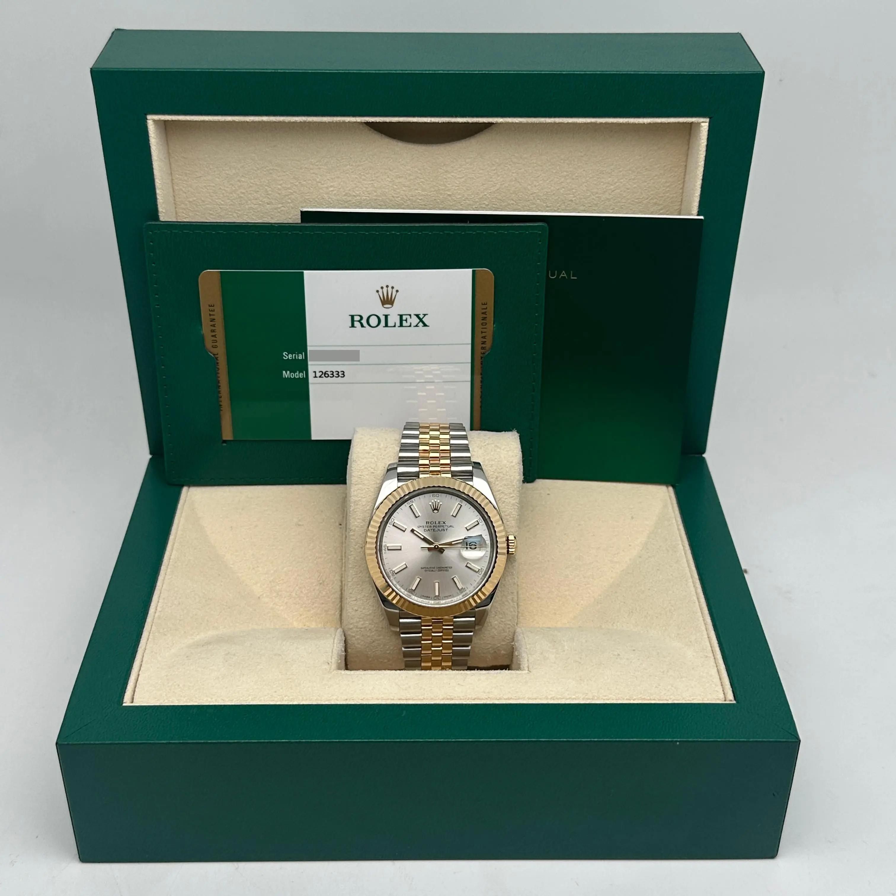 Rolex Datejust 41 18K Yellow Gold Steel Silver Dial Automatic Mens